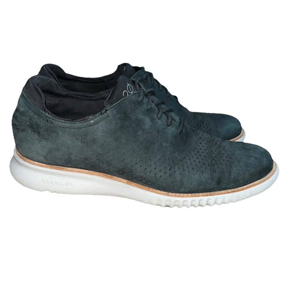 Cole Haan Shoes Men's 9.5 M Blue Leather‎ Laser Wingtip Oxfords C23807